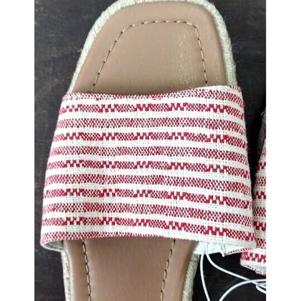 Universal Thread Women's Red White Striped Espadrille Slide Sandals Size‎ 9